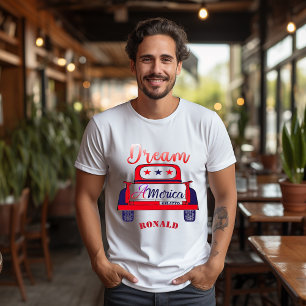 Dream America 1776 Patriottische Vintage Auto Rood T-shirt