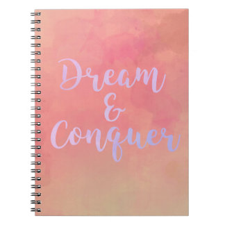Dream And Conquer Girly Watercolor Notebook Notitieboek