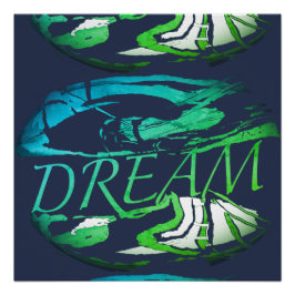 "Dream" Aqua Light Green Inspirerend Abstract Perfect Poster