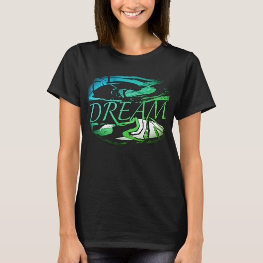"Dream" Aqua Light Green Inspirerend Art Design T-shirt (Voorkant)