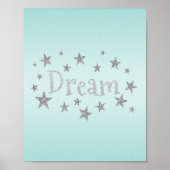 Dream Aqua met Silver Glitter Poster (Voorkant)
