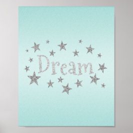 Dream Aqua met Silver Glitter Poster