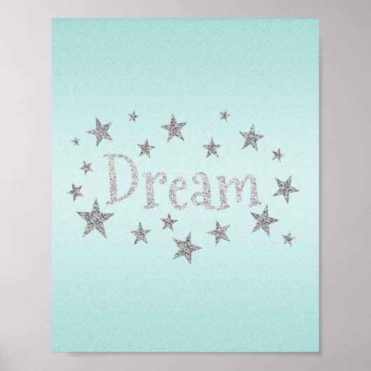 Dream Aqua met Silver Glitter Poster (Voorkant)