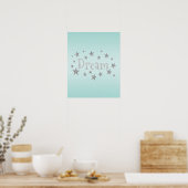 Dream Aqua met Silver Glitter Poster (Keuken)