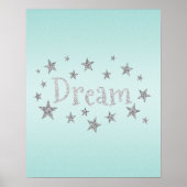 Dream Aqua met Silver Glitter Poster (Voorkant)