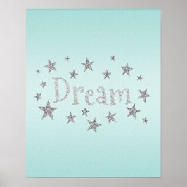 Dream Aqua met Silver Glitter Poster
