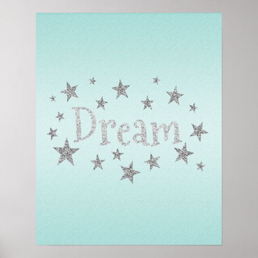 Dream Aqua met Silver Glitter Poster (Voorkant)