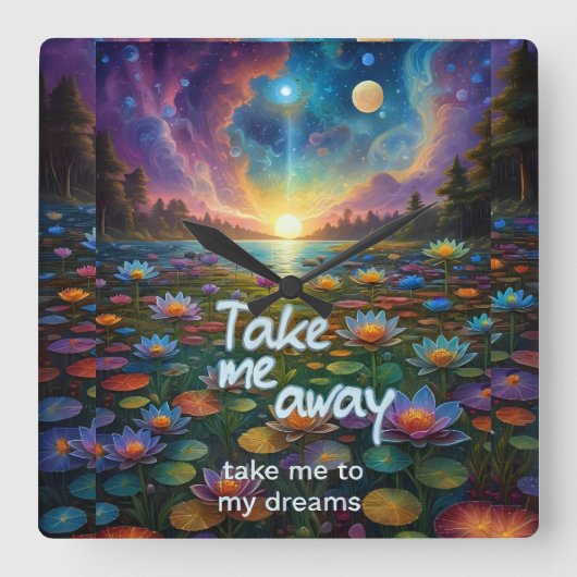 Dream Away Vierkante Klok (Voorkant)