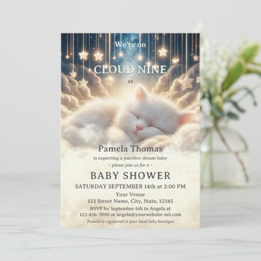 Dream Baby Cloud Negen Baby shower Kaart (Staand voorkant)