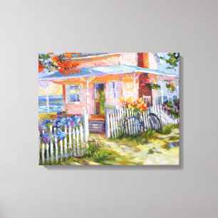 Dream Beach Cottage in Paradise Canvas Afdruk