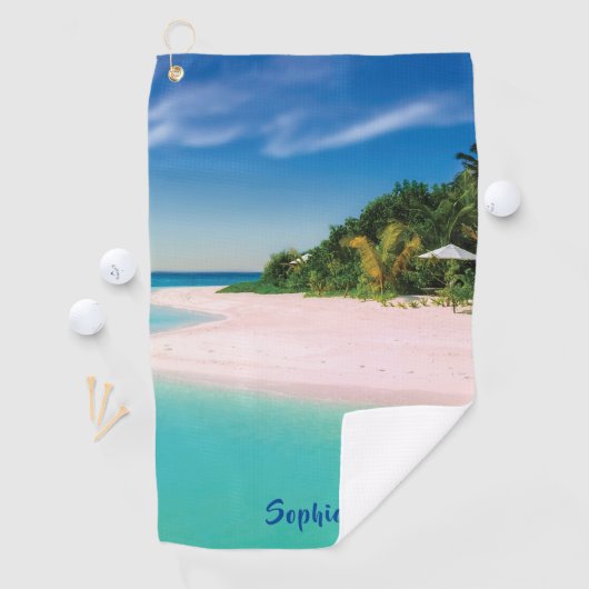 Dream Beach (persoonlijke naam) Golfhanddoek (Insitu)