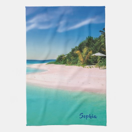 Dream Beach (persoonlijke naam) Kitchen Towel Theedoek (Verticaal)
