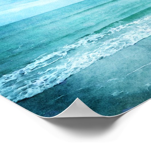 Dream Beach Quote Blauwgroen Blue Ocean Quottes Poster (Hoek)