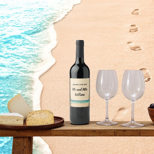 Dream Beach Théleding Wedding Wine Labels Wijn Etiket
