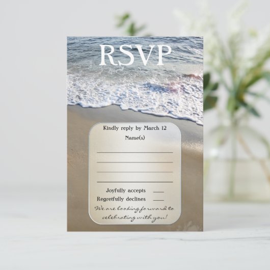 Dream Beach Wedding RSVP Card Kaart (Staand voorkant)