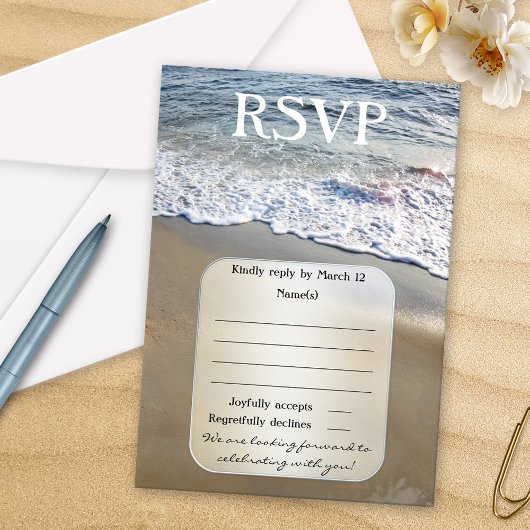 Dream Beach Wedding RSVP Card Kaart