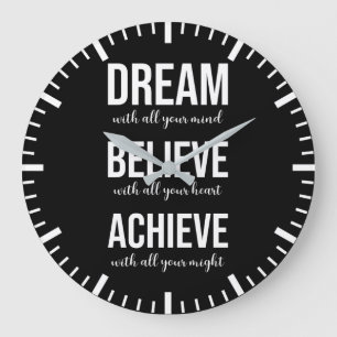 Dream Believe Achieve - Gym, drukte, succes Grote Klok