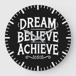 Dream Believe Achieve - Gym, drukte, succes Grote Klok
