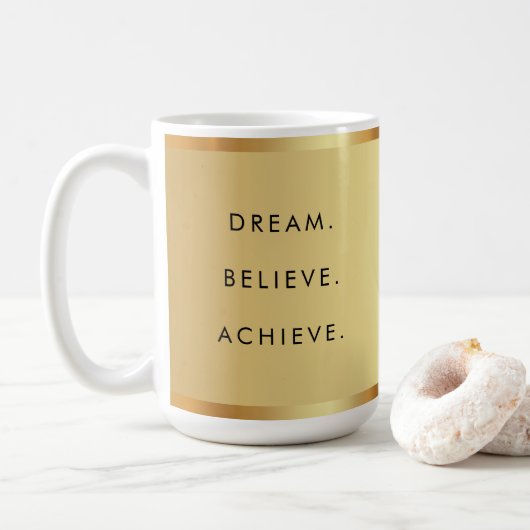 Dream Believe Bereik aangepaste tekst Succes Quote Koffiemok (Met donut)