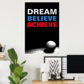 Dream Believe Bereik Motivatie Basketbal Poster (Thuiskantoor)