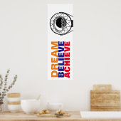 Dream Believe bereiken Basketbal Pop Art Style Poster (Keuken)