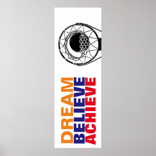 Dream Believe bereiken Basketbal Pop Art Style Poster