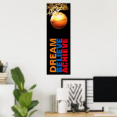 Dream Believe bereiken basketbal stijlvolle deur Poster (Thuiskantoor)