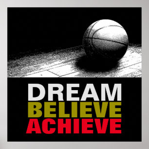Dream Believe Bereiken Pop Art Basketbal Poster