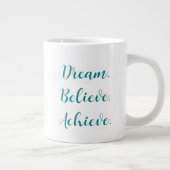 Dream Believe Blauwgroen script aangepaste offerte Grote Koffiekop (Rechts)