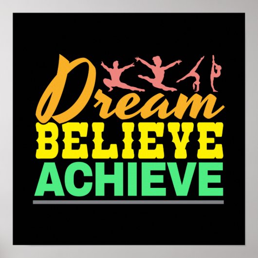 Dream Believe Quote - Gymnastiek voor vrouwen Poster (Voorkant)