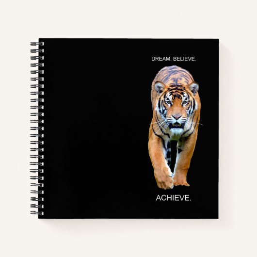 Dream Believe Succes behalen Quote Tiger Elegant Notitieboek (Voorkant)