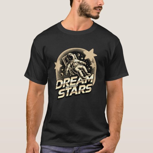 Dream Beyond Stars Astronaut T-Shirt | Vaporwave  (Voorkant)