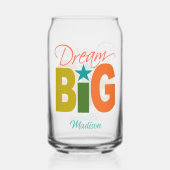 Dream BIG aangepaste naam Blikvorm Glas (Achterkant)