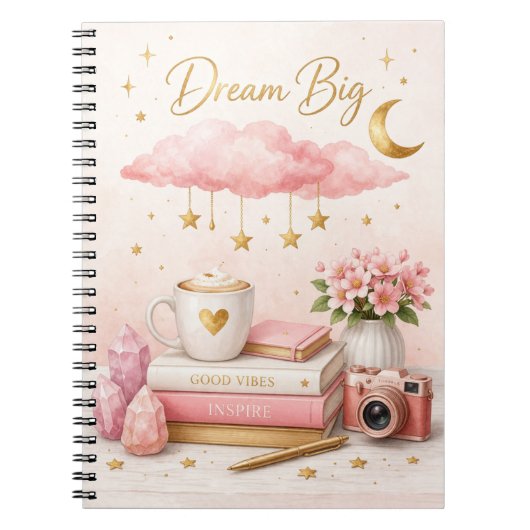 Dream Big Aesthetic Notebook 💖 Cute Pink Journal Notitieboek (Voorkant)