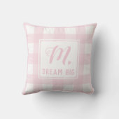 Dream Big Baby Pink Monogram Extra Grote Gingham Kussen (Achterkant)