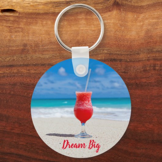 Dream Big Beach Tropical Blue Ocean Sleutelhanger (Voorkant)