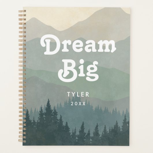 Dream Big Blue Boho Mountains Retro Planner (Voorkant)