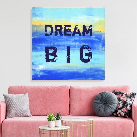 Dream Big - Blue Turquoise Nautical Abstract Art Canvas Afdruk (Insitu (Woonkamer))