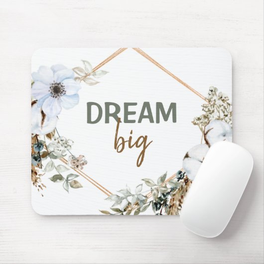 Dream Big Boho Chic Pampas Grass Insping Quote Muismat (Met muis)