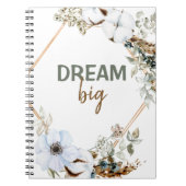 Dream Big Boho Chic Pampas Grass Insping Quote Notitieboek (Voorkant)