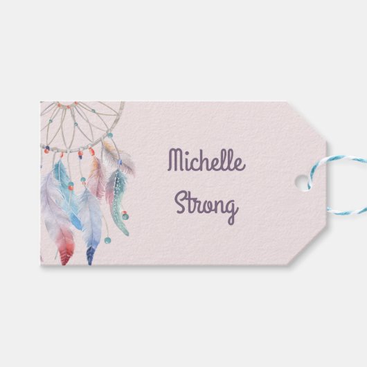 Dream Big Boho Dreamweaver Birthday Cadeaulabel (Voorkant (Horizontaal))