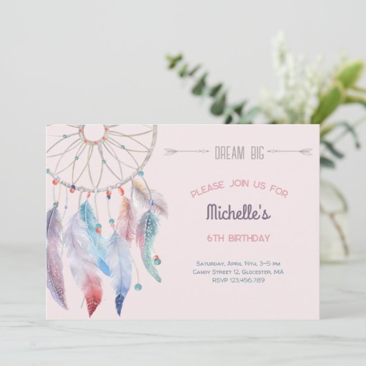 Dream Big Boho Dreamweaver Birthday Kaart (Staand voorkant)