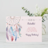 Dream Big Boho Drocatcher Happy Birthday Kaart (Staand voorkant)