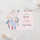 Dream Big Boho Drocatcher Happy Birthday Kaart (Voorkant / Achterkant in situ)