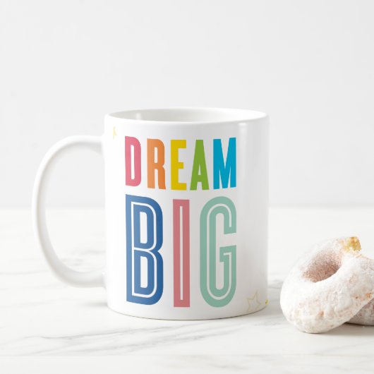 DREAM BIG bold modern motivatie mantra quote Koffiemok (Met donut)