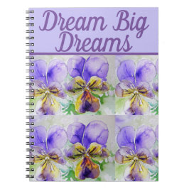 Dream Big Book Viola Paarse Flower Waterverf Art Notitieboek
