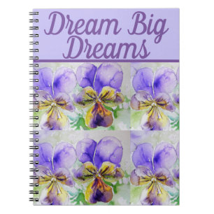 Dream Big Book Viola Paarse Flower Waterverf Art Notitieboek