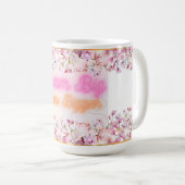 Dream Big Brew Bigger Floral Coffee Cup – Roze Neo Koffiemok (Voorkant rechts)