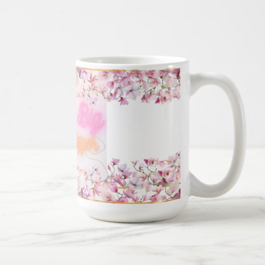 Dream Big Brew Bigger Floral Coffee Cup – Roze Neo Koffiemok (Rechts)
