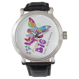 Dream BIG Butterflies vliegen naar boven gepersona Horloge